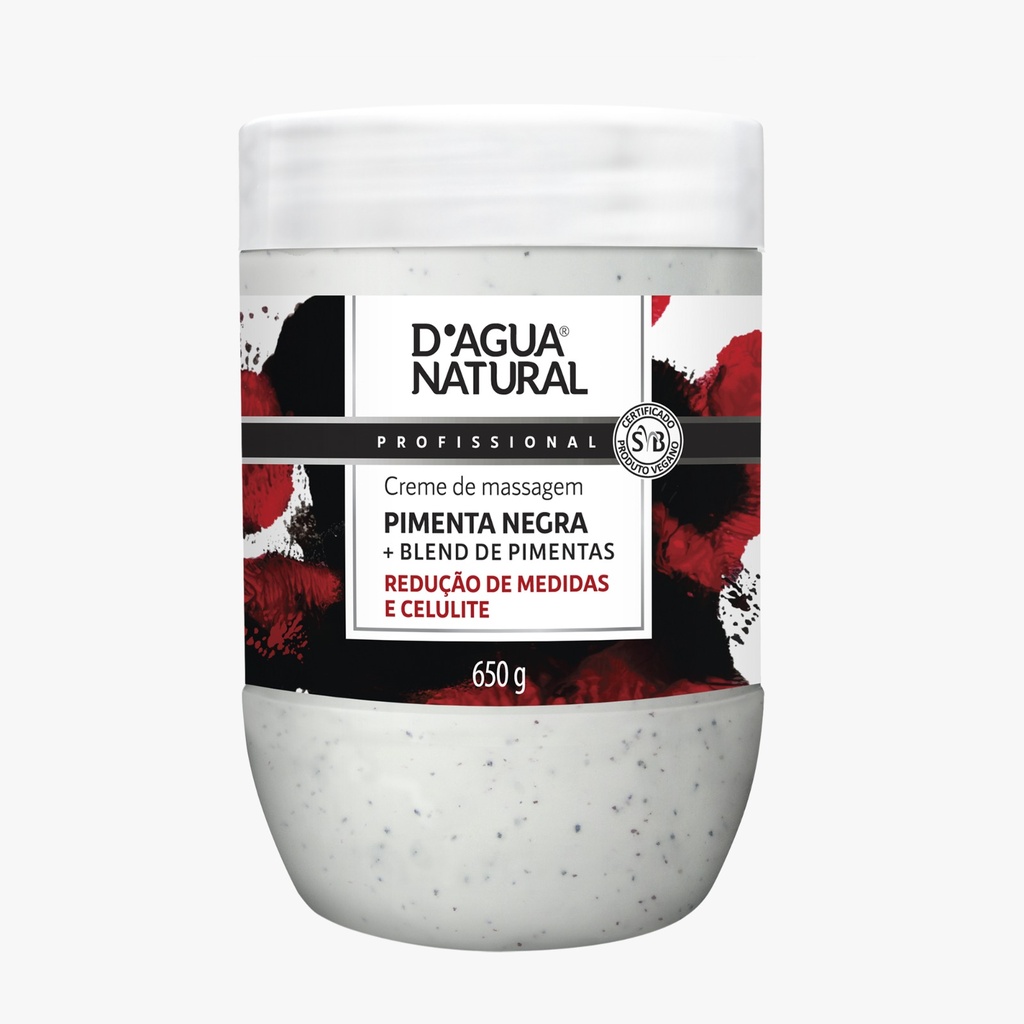 CREME DE MASSAGEM PIMENTA NEGRA -DAGUA NATURAL 650g