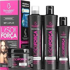 KIT CAPILAR PROFISSIONAL LISO COM  FORCA 4 PECAS- BIO INSTINTO 300ml